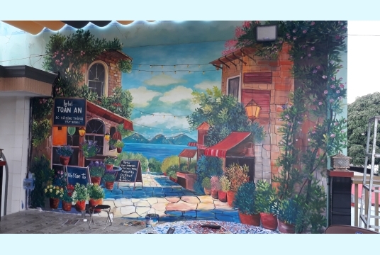 Vẽ Tranh 3D Phố Cổ Trang Trí Khách Sạn