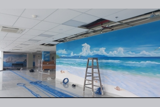 Vẽ Tranh Tường Phong Cảnh Biển Trang Trí Văn Phòng