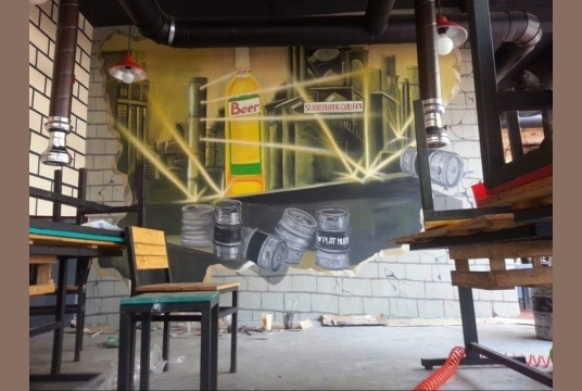 Tranh Tường Hình Ảnh Bia Hơi 3D Độc Đáo
