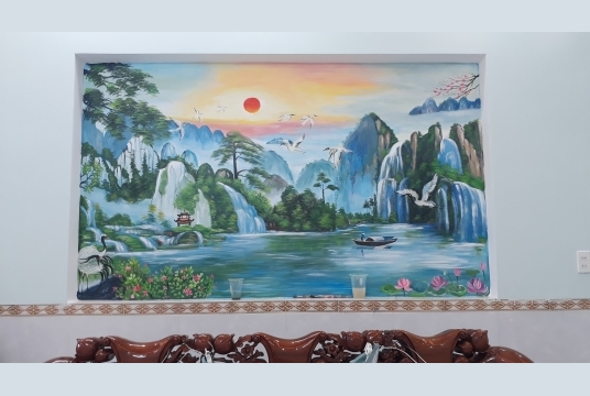 Vẽ Tranh Tường 3D Sơn Thủy Hữu Tình