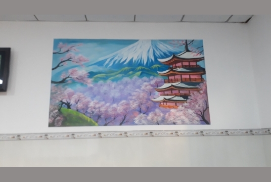 Vẽ Tranh Tường Núi Phú Sỹ, Hoa Anh Đào, Chùa Nhật Bản