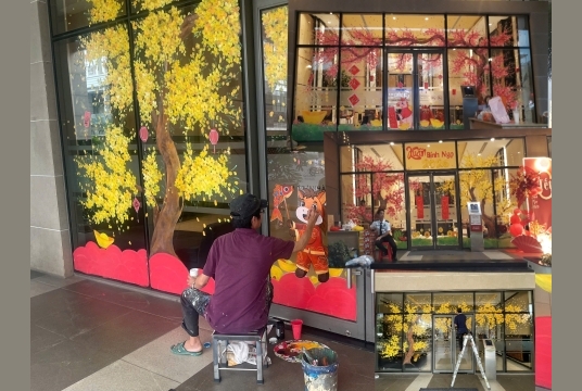 Vẽ Tranh Kính -Mai Đào Tết Chào Xuân 2026