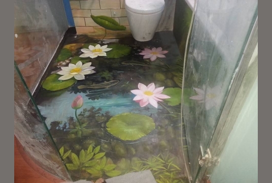 Tranh Vẽ 3D Sàn Nhà Phòng Tắm Tả Thực