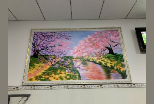 Vẽ tranh Tường 3D Mùa Xuân Với Hoa Anh Đào