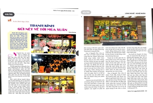 Nghề Vẽ Tranh Mai Đào Tết Trên Kính Đăng Trên Tạp chí Làng nghề Việt Nam