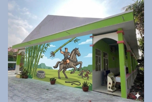Tranh Vẽ Thánh Gióng Trang Trí Trường Học 
