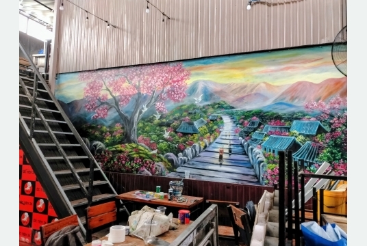 Vẽ Tranh Thung Lũng Con Đường Hoa Anh Đào