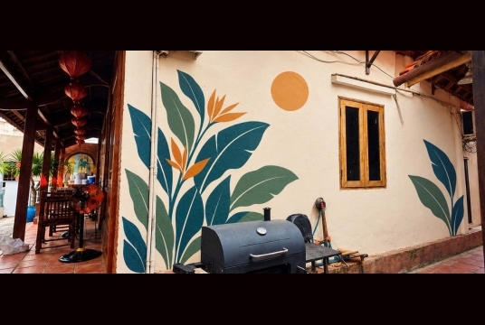 Tranh Vẽ Hoa Lá Thiên Điểu Trang Trí